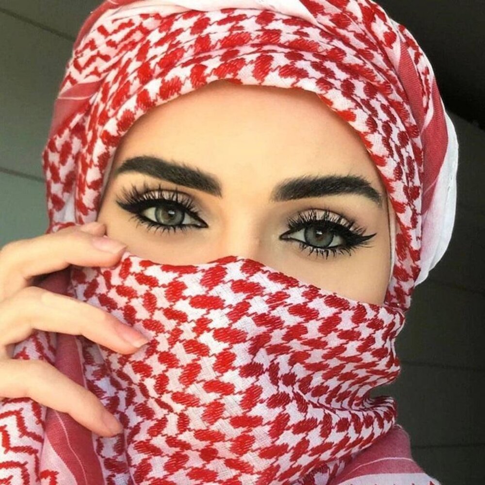 Red & White Shemagh Middle Eastern Keffiyah Scarf Cotton Hijab